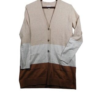 J.Jill Womens S Colorblock Cardigan Sweater Cotton Blend